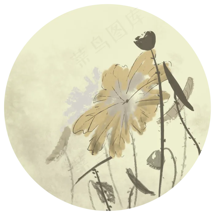 中国风古典风格古风水墨花鸟矢量,免抠元素