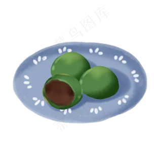 卡通清明节青团传统美食,免抠元素 卡通清明节青团传统美食,免抠元素