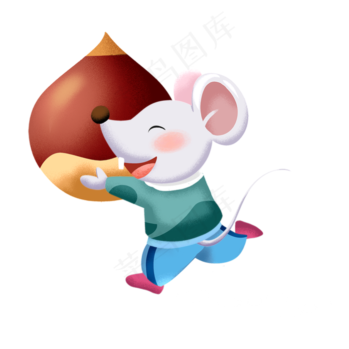 拿栗子的小老鼠插画,免抠元素