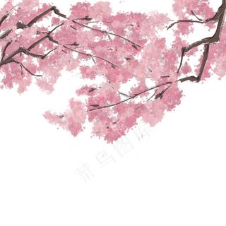 花卉手绘樱花唯美春季樱花烂漫中,免抠元素