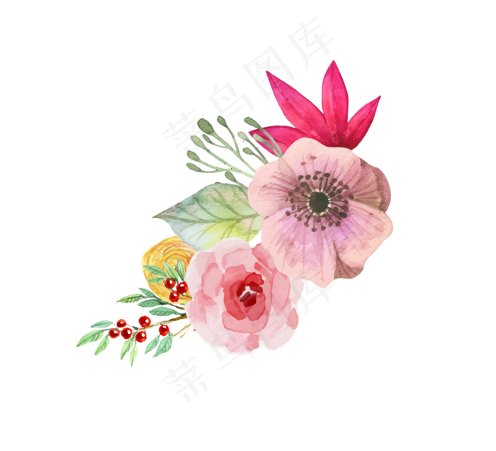 中国风古风手绘水彩花朵