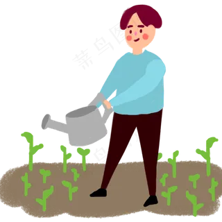 孩子在植树节种树浇水