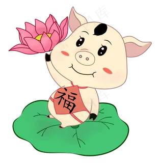 猪年金猪荷花