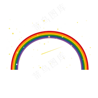 卡通矢量夜空彩虹流星元素,免抠元素