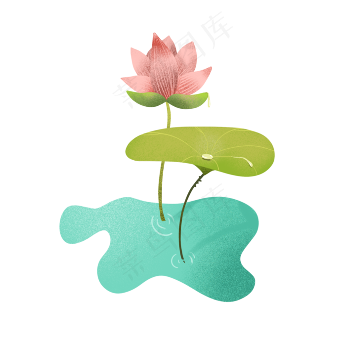 古典荷花水珠荷叶(2048X2048(DPI:132))psd模版下载