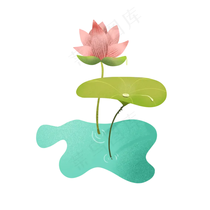 古典荷花水珠荷叶(2048X2048(DPI:132))psd模版下载