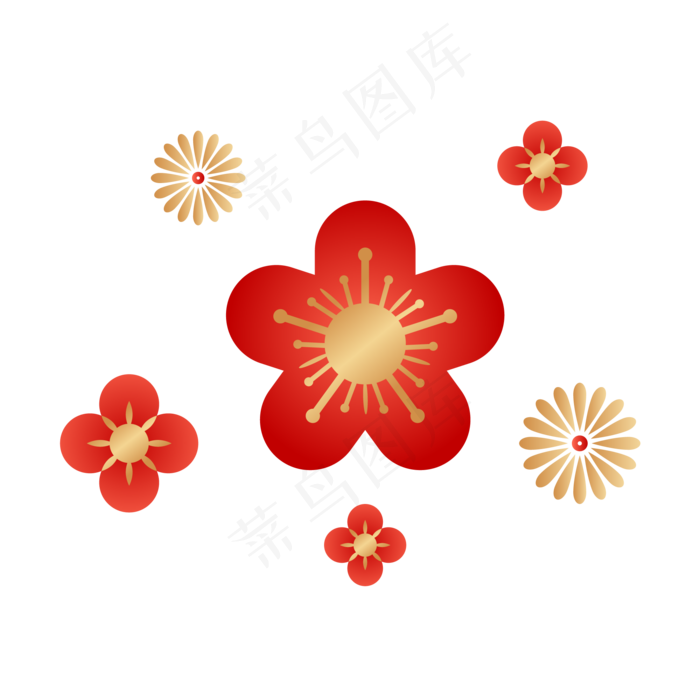 红金花朵,免抠元素(2000*2000px 300 dpi )ai矢量模版下载