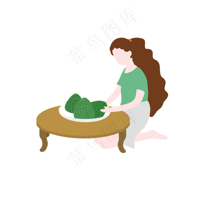 端午节吃粽子扁平风免扣