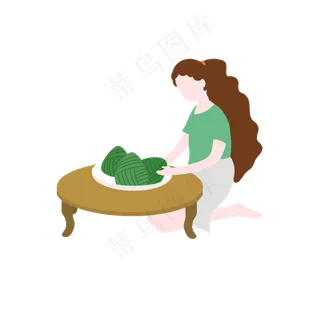 端午节吃粽子扁平风免扣