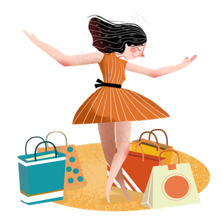618年终大狂欢购物女孩png素材