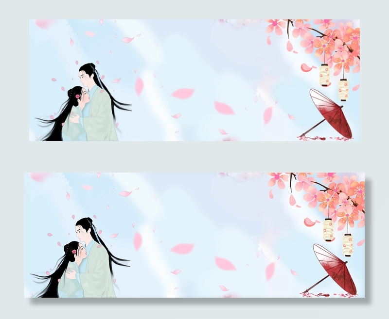 古风浪漫七夕banner背景