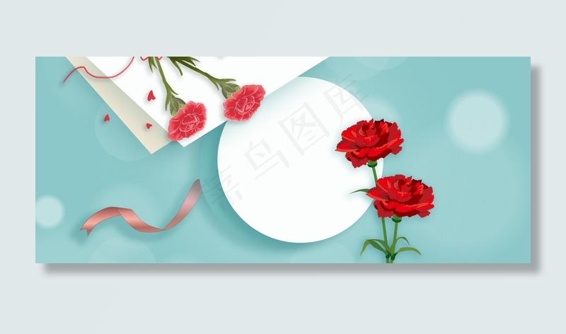 简约小清新文艺温馨蓝色母亲节海报背景