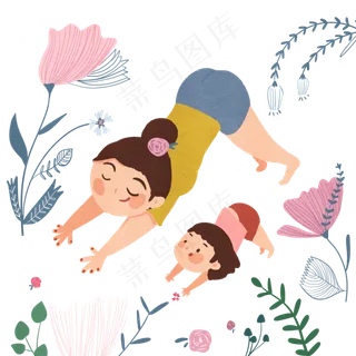 母亲节慈爱温柔美丽妈妈五月做瑜