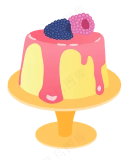 矢量卡通甜点草莓奶冻