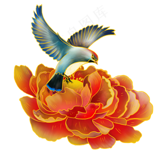 国潮花鸟中国风素材,免抠元素