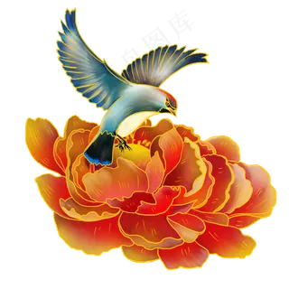 国潮花鸟中国风素材,免抠元素