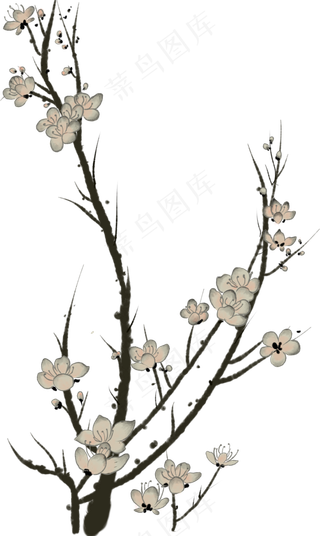 水墨风的一支梅花