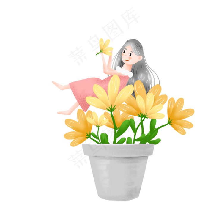 躺在花丛中的可爱女孩(2000X2000(DPI:300))psd模版下载