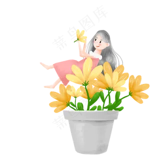 躺在花丛中的可爱女孩