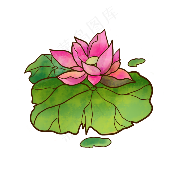 卡通手绘水墨荷花(3000X3000(DPI:299))psd模版下载