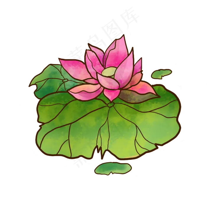 卡通手绘水墨荷花(3000X3000(DPI:299))psd模版下载