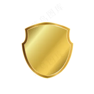 金色闪亮盾牌图标,免抠元素