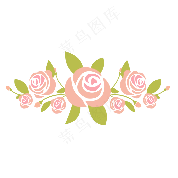手绘粉色玫瑰花簇(2000X2000(DPI:300))psd模版下载