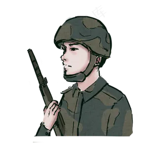 军人形象卡通手绘