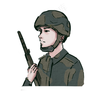 军人形象卡通手绘