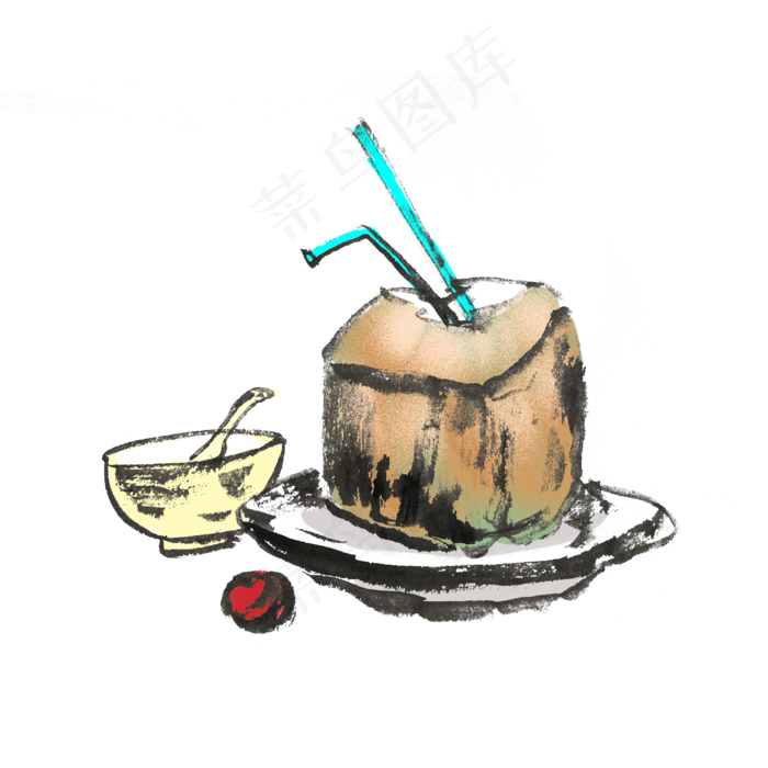 新鲜椰子夏天(4000X4000(DPI:300))psd模版下载