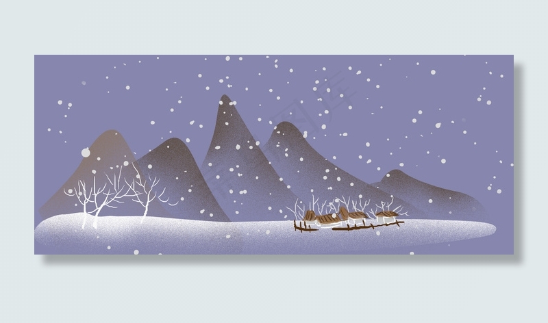 传统二十四节气大寒雪景背景