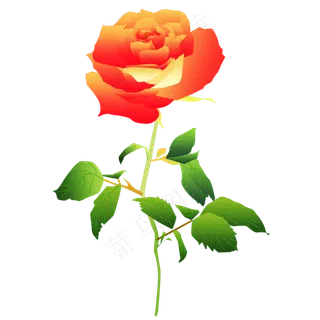 手绘古风玫瑰花浪漫元素