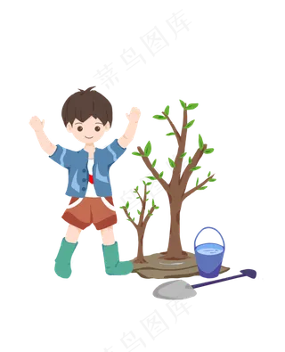 植树节开心的小男孩