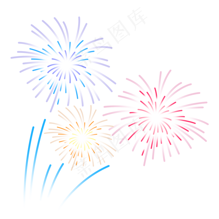 特卖活动烟花插画,免抠元素