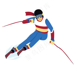 卡通风格可爱的滑雪运动员,免抠元素