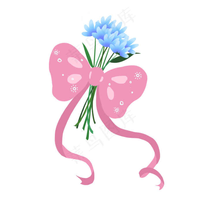 蓝色植物花束元素