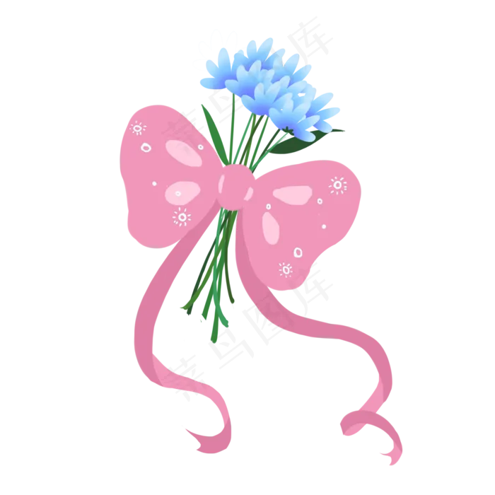 蓝色植物花束元素(2000X2000(DPI:300))psd模版下载