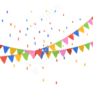 手绘庆祝节日彩旗飘带下载,免抠元素