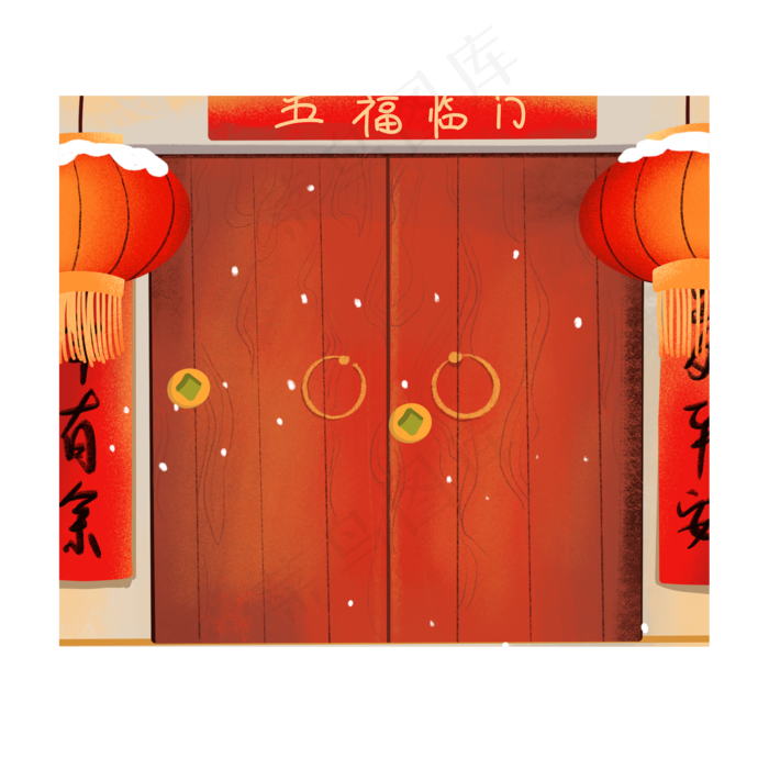 春节卡通中国风大门元素,免抠元素(2000X2000(DPI:300))psd模版下载