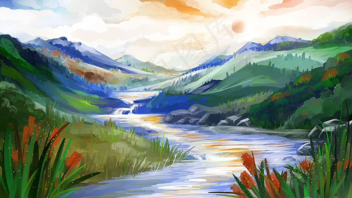 春季阳光明媚的风景