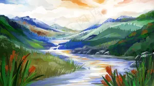 春季阳光明媚的风景