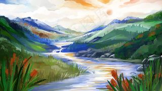 春季阳光明媚的风景