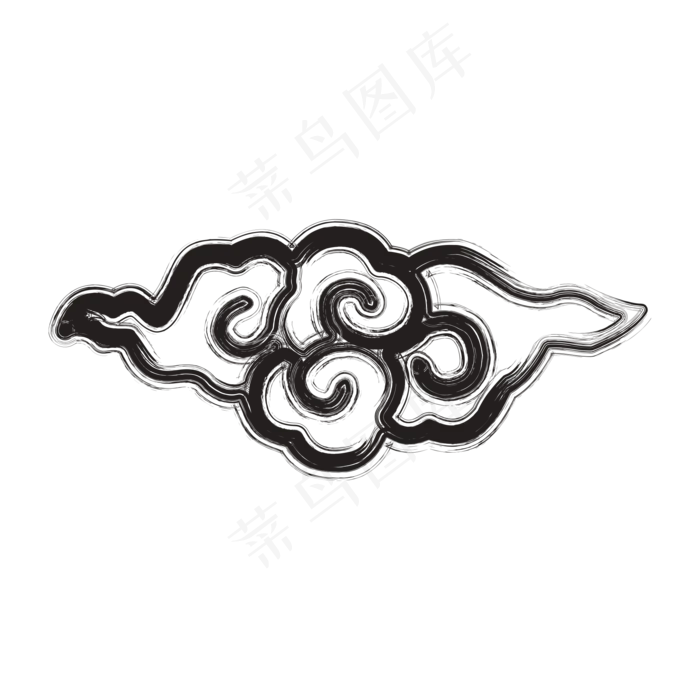 中国风水墨墨迹祥云云纹矢量装饰,免抠元素
