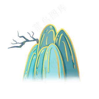 国潮中国风大山树枝