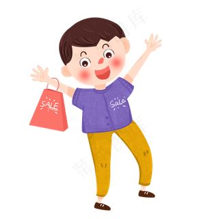 双11购物的小男孩