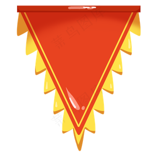 卡通黄色边框旗帜,免抠元素