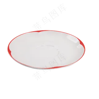 红边白瓷圆形餐碟,免抠元素