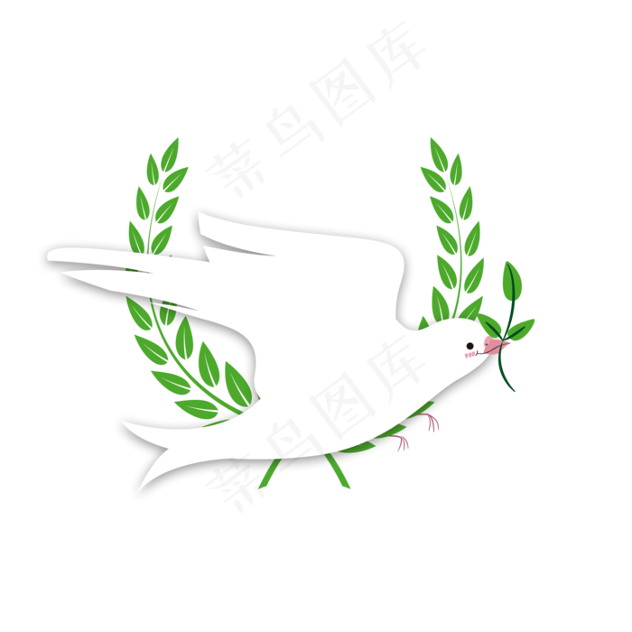 和平橄榄枝和平鸽手绘小清新国外,免抠元素