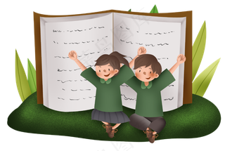 儿童辅导班书本和儿童,免抠元素