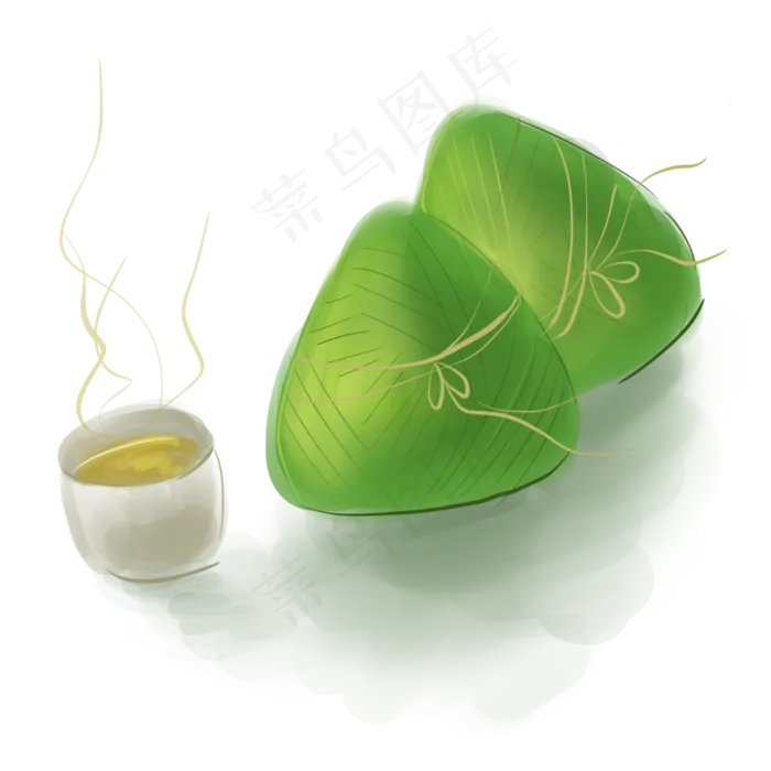 绿色粽子和茶饮(2000X2000(DPI:300))psd模版下载